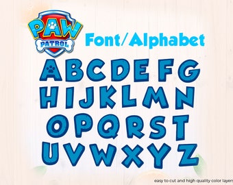 Paw patrol Font Svg files, Paw patrol alphabet cutfiles, eps, dxf, png bundle for Cricut Silhouette Cameo, paw patrol letters and numbers