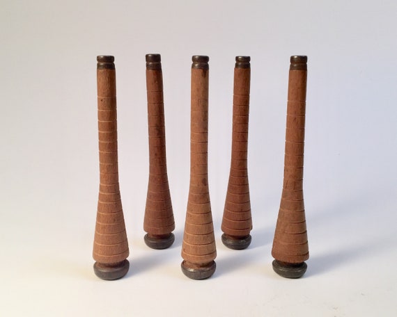 Vintage Wood Textile Spool Bobbins Set of 5 Bobbins each about 5 inches tall