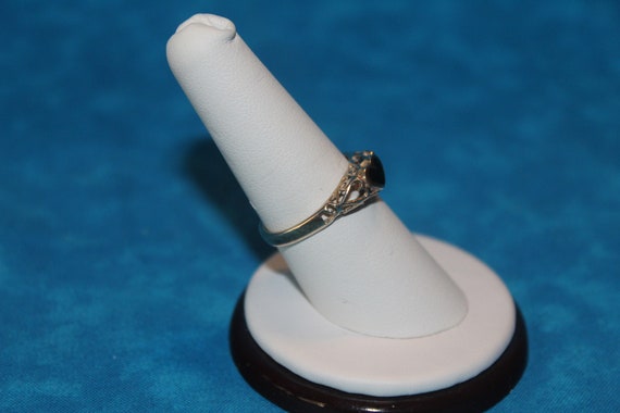 Black Gemstone Heart Sterling Silver Ring - image 2