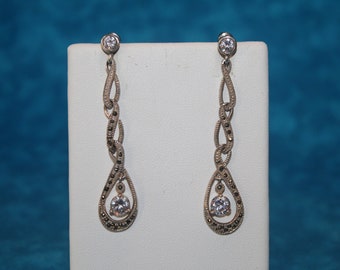 Marcasite Dangle Sterling Silver Earrings