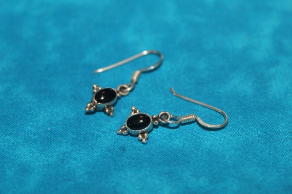 Black Gemstone Sterling Silver Earrings - image 4