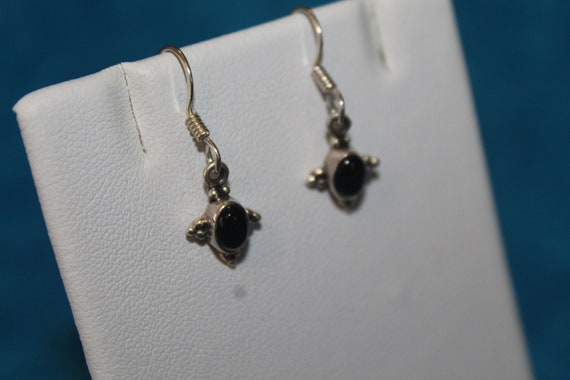 Black Gemstone Sterling Silver Earrings - image 2
