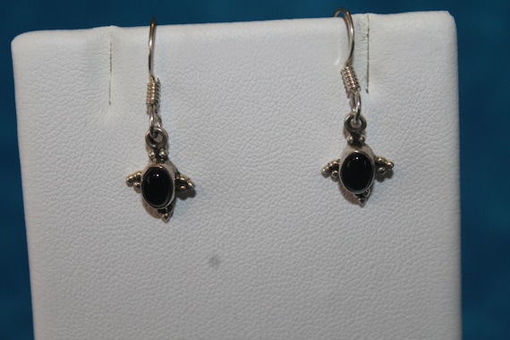 Black Gemstone Sterling Silver Earrings - image 1
