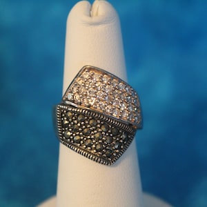 Marcasite Crystal Sterling Silver Ring