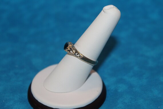 Black Gemstone Heart Sterling Silver Ring - image 3