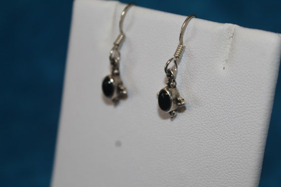 Black Gemstone Sterling Silver Earrings - image 3