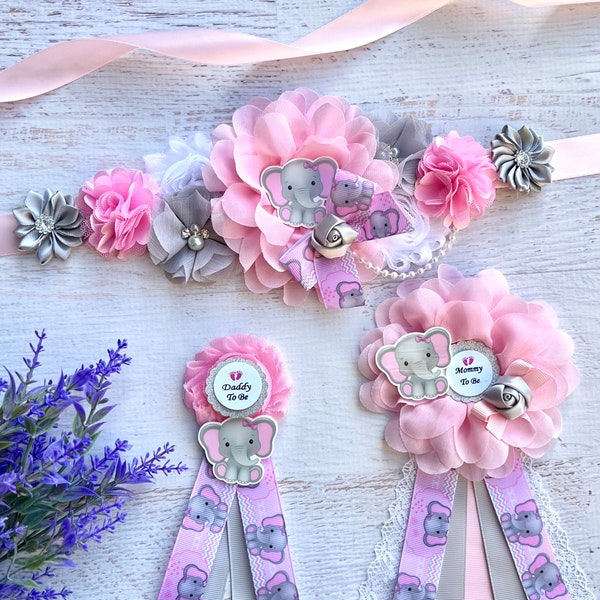Baby Shower Decoration for Girl Mom to Be It's a Girl Sash Pink With Butterflies Ribbon and Corsage