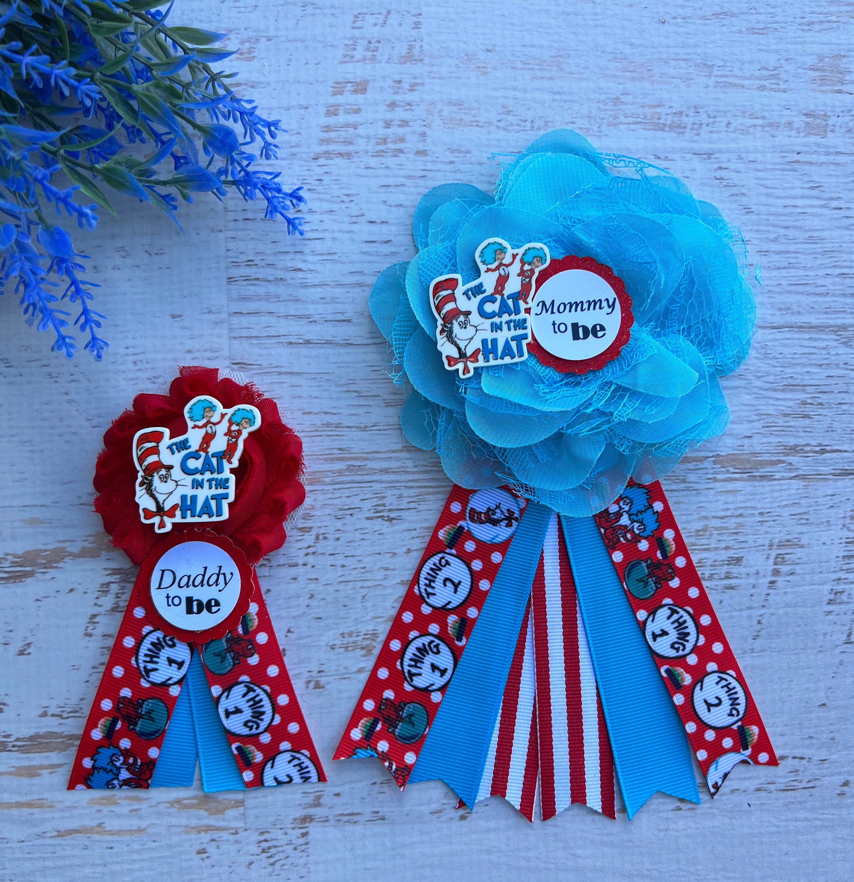 Blue Red Cat Maternity Sash Cat Baby Shower Pregnancy Sash 