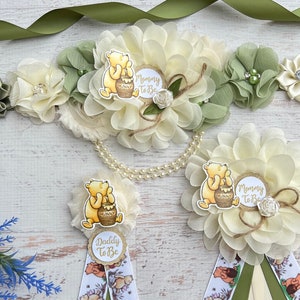 Classic Winnie the Pooh Baby Shower Sash ,Sage Winnie The Pooh Maternity Sash ,Classic Pooh Sash ,Mommy to be Sash ,Pregnancy Sash
