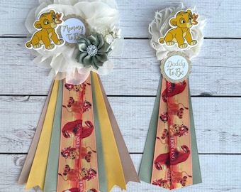 Lion King Baby Shower Pins ,  Mommy and Daddy Corsages ,Gender Neutral