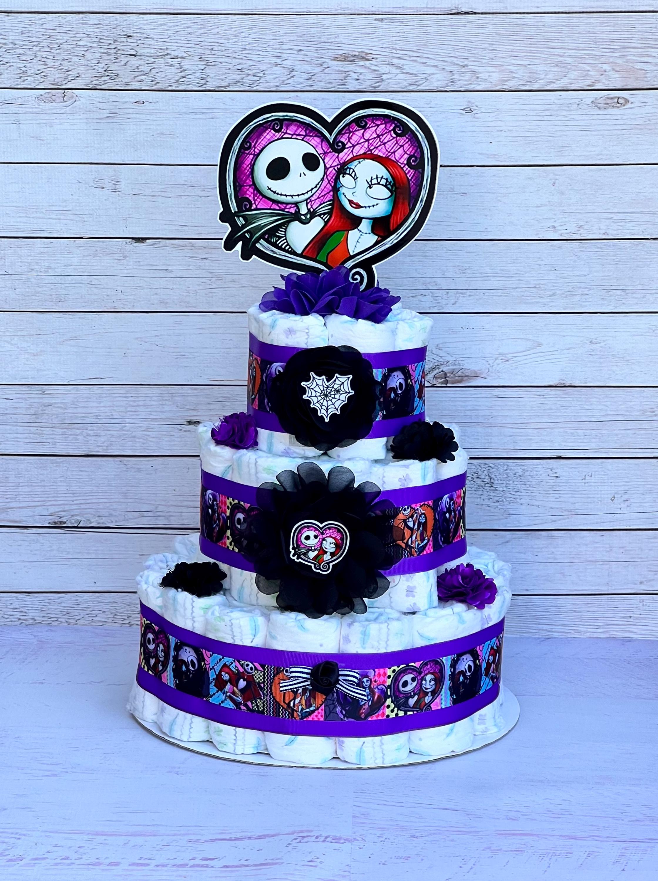 Nightmare Baby Shower Diaper Cake, Halloween Baby Shower Gift, Nightmare Diaper Cake Gender Neutral Shower Decoration Table Centerpieces