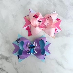 Stitch /Angel Hair Bow Headband – Lilo & Stitch Girl Hair Accessories – Angel Stitch Bow for Kids – Girl Hair Clip Nylon Baby Headband