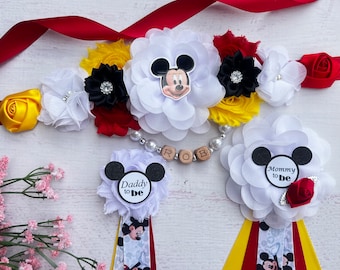 Mickey Mouse Maternity Sash Mickey Mouse Baby Shower Sash Mickey Pregnancy Sash Mickey Baby Shower Corsages Mickey Mouse Sash Mommy to be