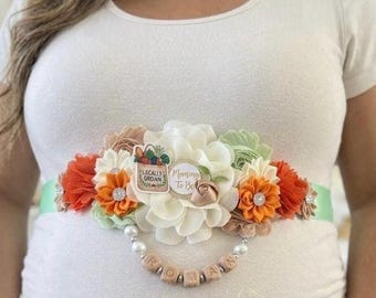 Locally Grown Baby Shower Sash,  Maternity Sash: Daddy and Family Pins