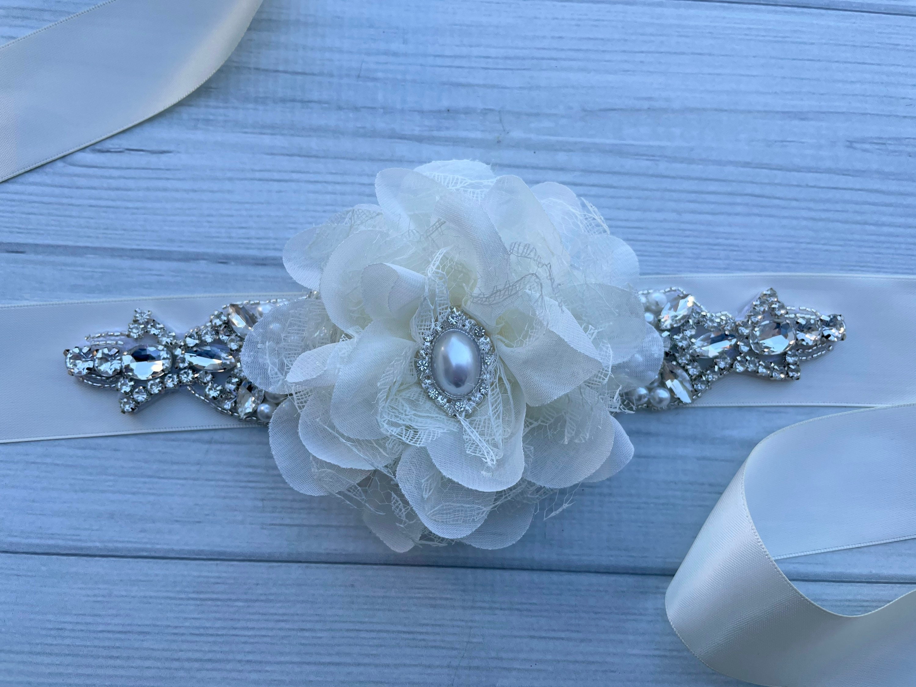 WEZTEZ Bridal Belt with Bow Handmade Clear Crystal Sashes Rhinestone  Wedding Belt for Bride Dress
