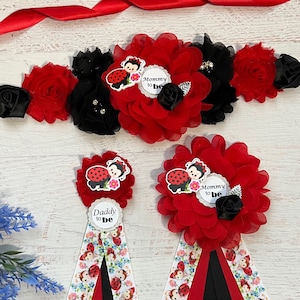 Ladybug Baby Shower Sash Ladybug Maternity Sash Baby Shower Sash Pregnancy Sash Ladybug Sash Baby Shower Corsages