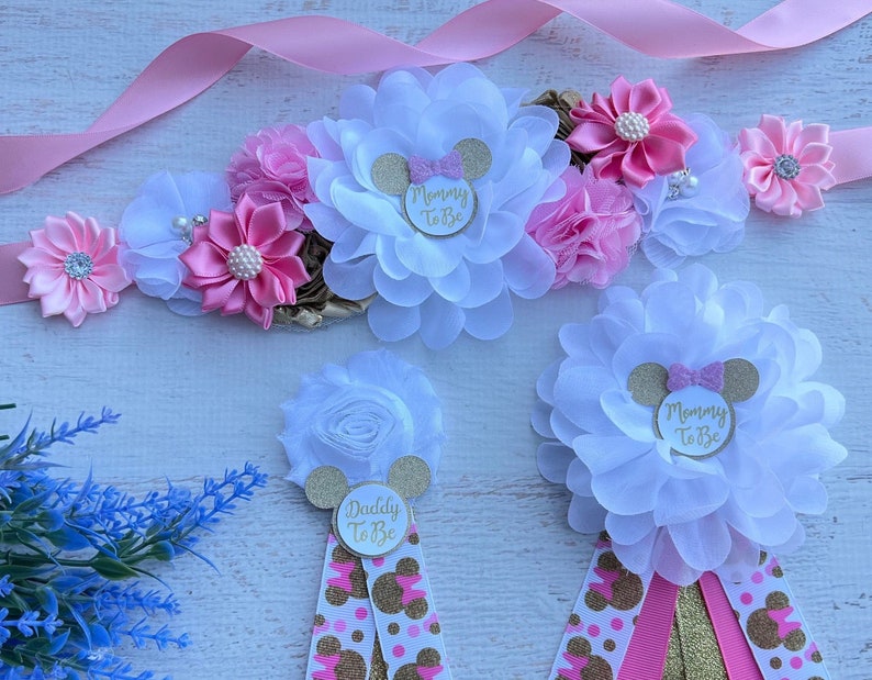 Minnie Mouse Baby Shower Sash Minnie Mouse Maternity Sash Etsy