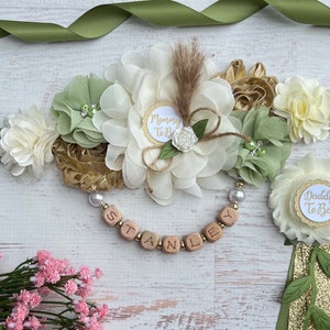 Boho Greenery Baby Shower Sash Boho Greenery Maternity Sash Baby Bump Sash Greenery Sash Greenery Maternity Belt Gender Neutral Baby Shower