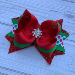 Red Green Christmas Hair Bow Christmas Hair Bows Holiday Sparkles Hair Bow Red Green Hair Bow Christmas Bow Holiday Christmas Headband