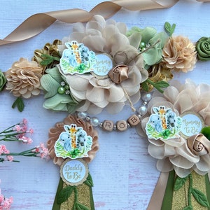 Safari Baby Shower Matenity Sash Jungle Safari Maternity Belt Baby Shower Corsages Mom to be Sash Baby Bump Sash Jungle Baby Shower