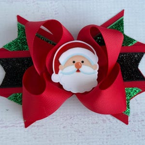 Santa Hair Bow Christmas Hair Bow Holiday Sparkles Hair Bow Red Green Santa Hair Bow Christmas Bow Holiday Christmas Headband