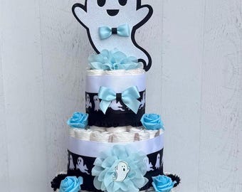 Ghost Diaper Cake Boy, Little Boo Halloween Baby Shower Centerpiece