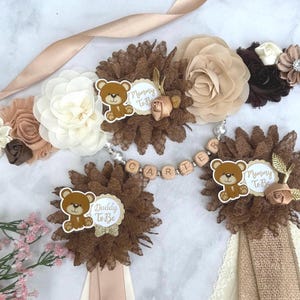 Teddy Bear Baby Shower Sash, Teddy Bear Maternity sash, Gender Neutral Baby Shower ,Teddy Bear Theme Baby Shower Pins ,Baby Shower Corsages