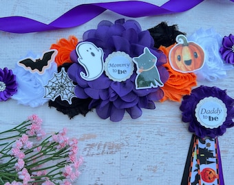 Halloween Baby Shower Sash Halloween Maternity Belt  Mommy To Be Sash Halloween Maternity Sash Ghost Pumpkin Bat Baby Bump Sash
