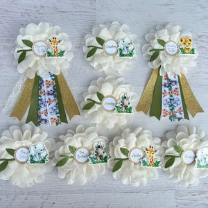 Safari Baby Shower , Safari Family Corsage ,Safari Baby Shower Pin , Baby Shower Corsage , Mom and Dad Pins , Grandma Pin ,Safari Corsage