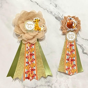 Lion King Baby Shower Pins , Lion King Baby Shower Corsages , Mom and Dad Pins, Gender Neutral Baby Shower , Family Pins ,Lion Baby Shower