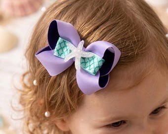 Mermaid Hair Bow Clip, Toddler Girl Accessories, Birthday Hair Clip
