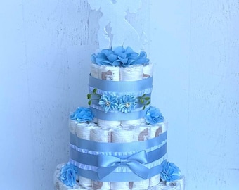 Dog Diaper Cake Boy , Baby Shower Centerpieces , Newborn Gift