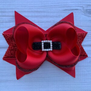 Santa Hair Bow  Christmas Hair Bow Christmas Hair Bows Holiday Red Sparkles Hair Bow Santa Hair Bows Holiday Christmas Santa Headband