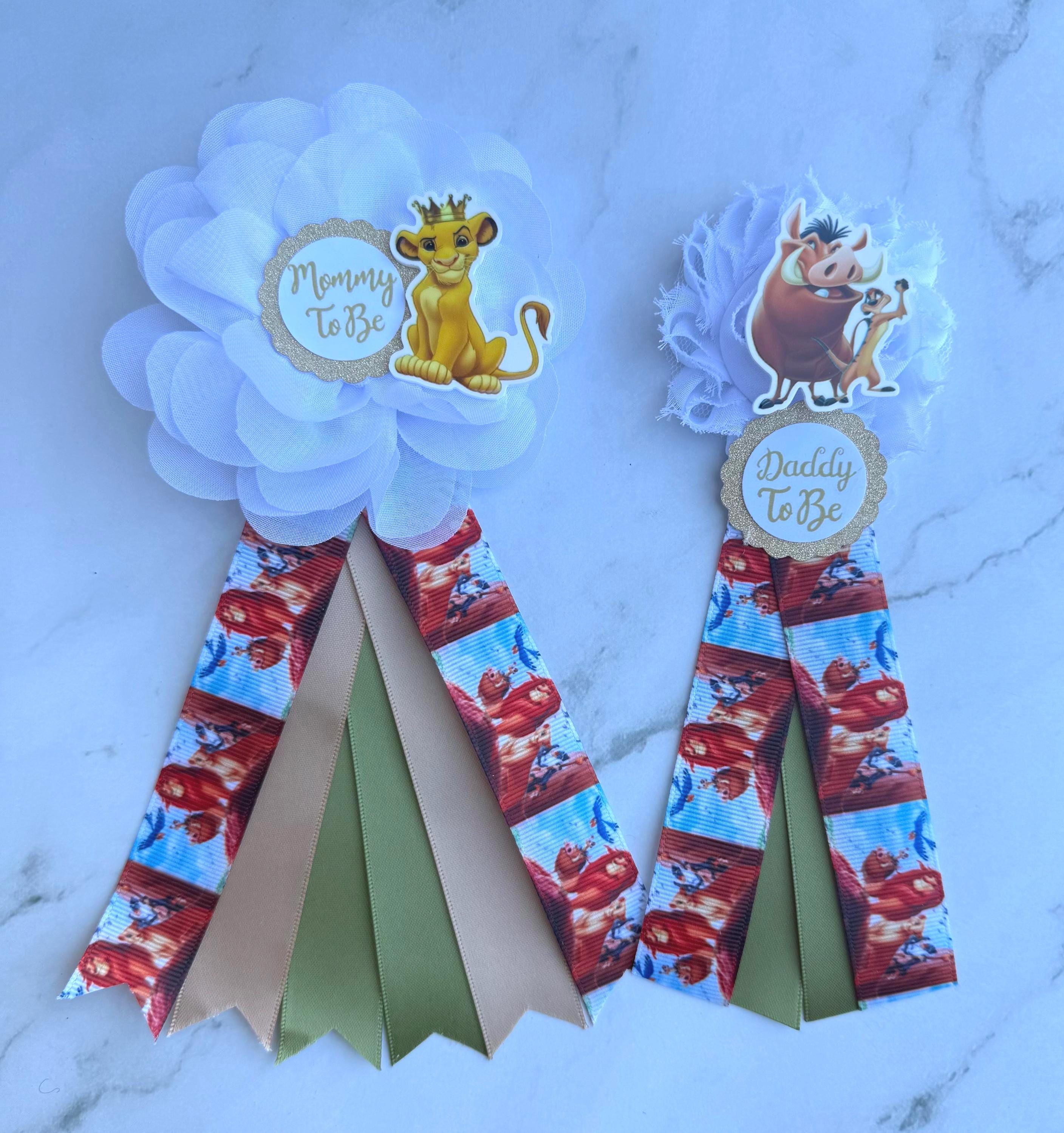Lion King Baby Shower Pins , Lion King Baby Shower Corsages , Mom and Dad Pins, Gender Neutral Baby Shower , Family Pins ,Lion Baby Shower