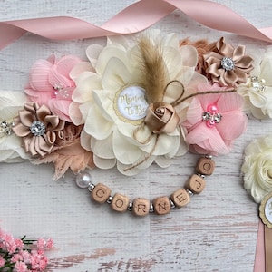 Boho Blush Pink Baby Shower Sash Boho Maternity Sash Baby Bump Sash Pink Boho Maternity Belt  Baby Shower Girl