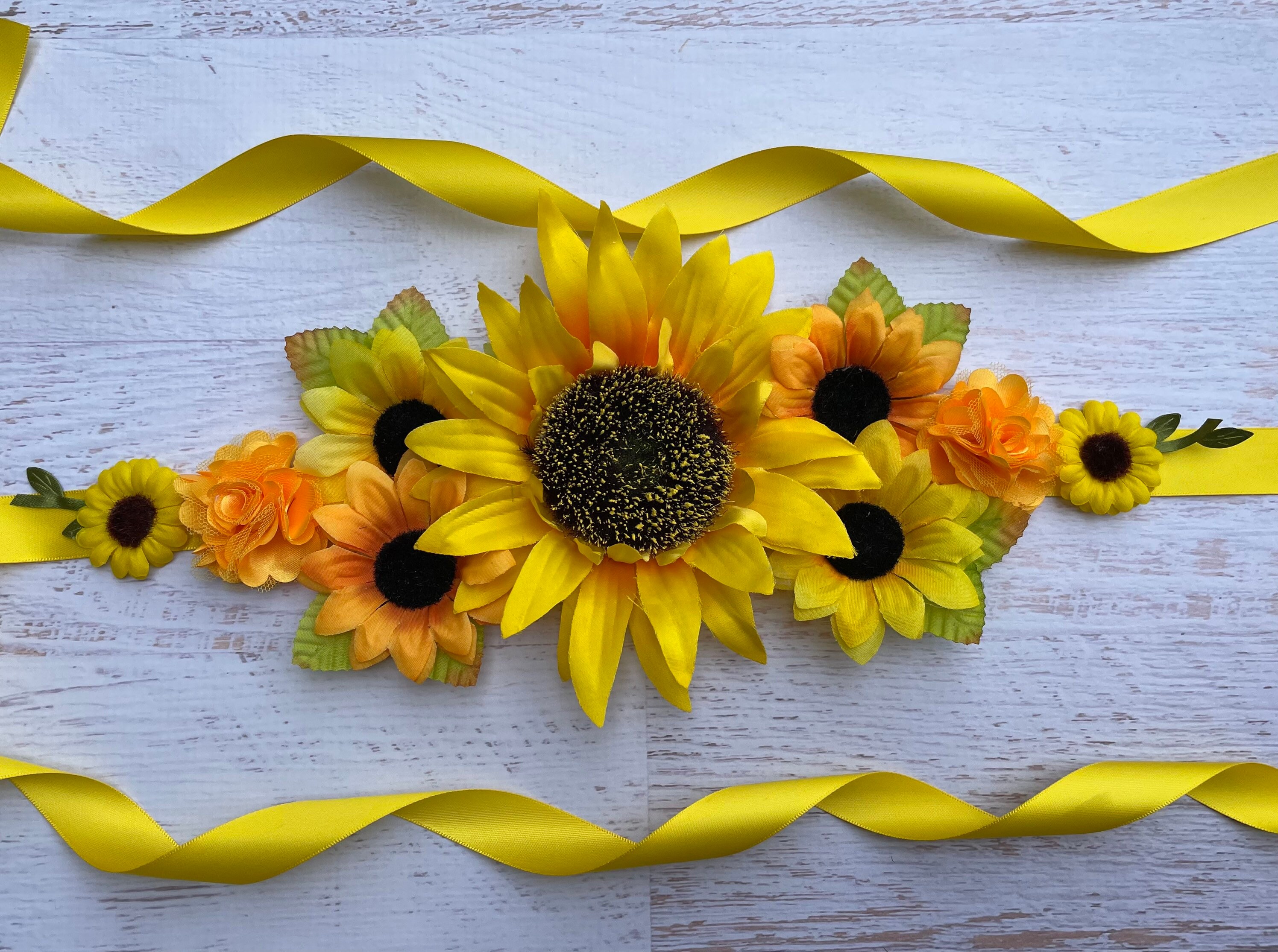 Sunflower Maternity Sash Sunflower Baby Shower Sash Belt  display picture 2