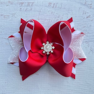 Red White Christmas Hair Bow Christmas Hair Bows Holiday Sparkles Hair Bow Red White Hair Bow Christmas Bow Holiday Christmas Headband