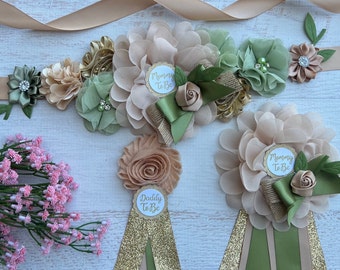 Boho Greenery Baby Shower Sash Boho Greenery Maternity Sash Mommy Sash Baby Shower Sash Pregnancy Sash Baby Bump sash Safari baby Shower