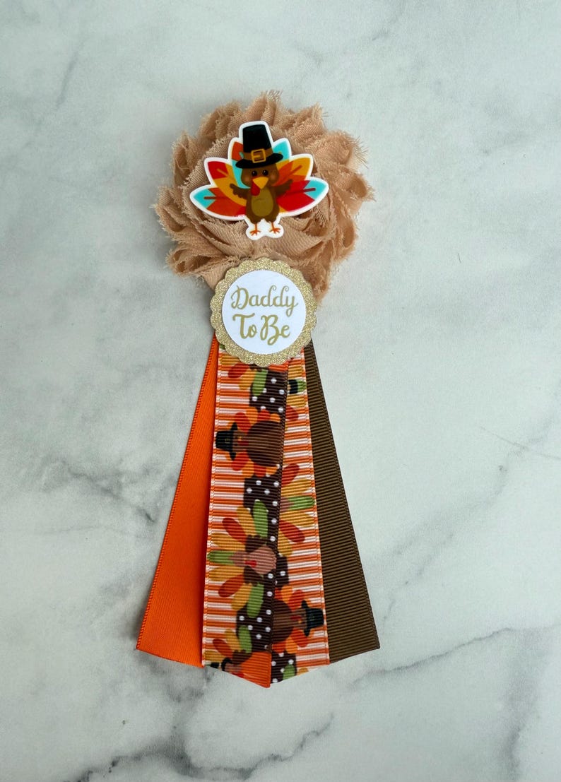 Turkey Baby Shower Corsages ,Mom Dad Pins ,Little turkey image 3