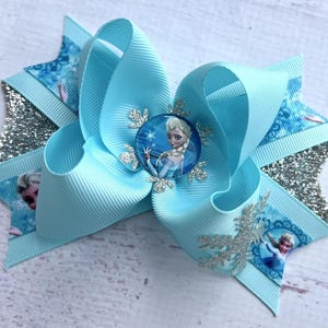 Frozen Hair Bow , Winter Wonderland hair Bow , Snowflake Hair Bow, Holiday Hair Bow