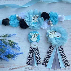 Holy Cow Baby Shower Sash , Boho Cow Baby Shower, Highland Baby Shower Sash , Blue Cow Maternity Belt , Holy Cow Maternity Sash , Mommy Sash