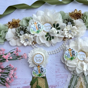 Safari Baby Shower Maternity Sash Safari Maternity Belt Safari Baby Shower Boy Mom to be Sash Pregnancy Sash Baby Bump Sash Baby Shower Pin