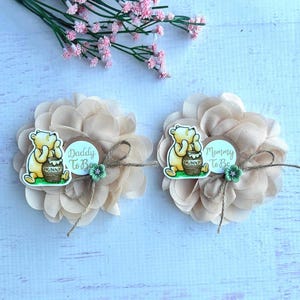 Classic Winnie The Pooh Baby Shower Corsages Family Pins Gender Neutral Baby Shower Family Corsages  Classic Pooh Pins Baby Shower Pins