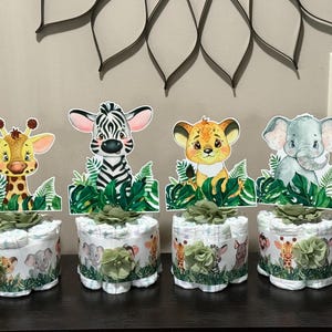 Baby Safari Diaper Cakes Boy Set Of 4 Jungle Safari Baby Shower Centerpieces Baby Shower Decoration Table Centerpieces Safari Baby Shower