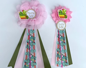 Taco Boat Baby Shower Corsage ,Cactus Mommy and Daddy To Be Pins