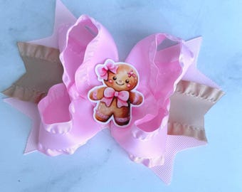 Christmas Gingerbread Hair Bow for Toddler Girls Holiday Hair Accessories