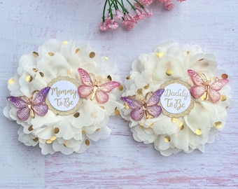 Butterfly Baby Shower Corsages Family Pins Baby Shower Family Corsages Butterfly Baby Shower Pins Mom and Dad Pins Grandma Pin