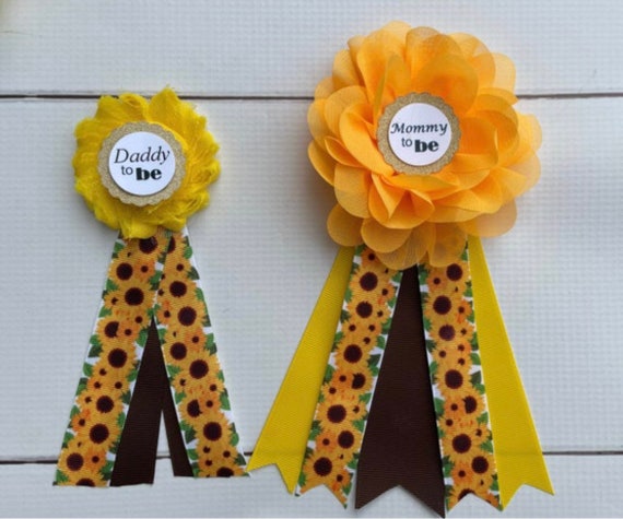 7524 Sunflower Babyshower Sash For Gender Reveal Maternity Belts Sunflower Baby Shower Sash, Sunflower Yellow Maternity Sash  main image 2