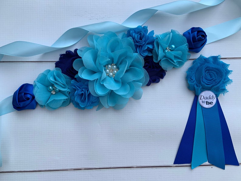 Maternity Sash Boy Blue Maternity Sash Baby Shower Boy Blue Etsy