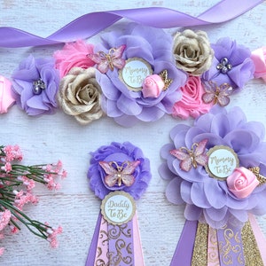 Butterfly Baby Shower Sash , Butterfly Maternity Sash, Baby Shower Girl , Purple Pink Butterfly Sash ,Pregnancy Sash , Baby Bump Sash